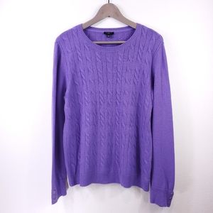 Talbots Purple Cable-Knit Pullover Sweater